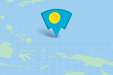 Okyanus Haritasında Bayrak Simgesi ile Palau Konumu Vurgulandı.