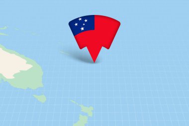 Samoa Konumu Bayrak Simgesi ile Okyanusya Haritasında Vurgulandı.