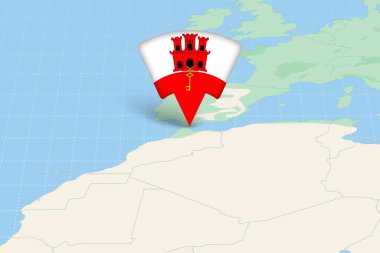 Gibraltar Konumu Bayrak Simgesi ile Haritada Vurgulandı.