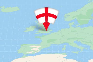 İngiltere Konumu Bayrak Simgesi ile Haritada Vurgulandı.