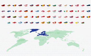 Eskimiş Doku ve Dalga Hareketli Klasik Avrupa Bayrakları