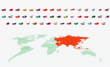 Eskimiş Doku ve Dalga Hareketli Klasik Asya Bayrakları