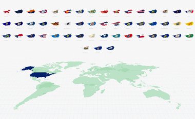 Eskimiş Doku ve Dalga Hareketli Klasik ABD Bayrakları