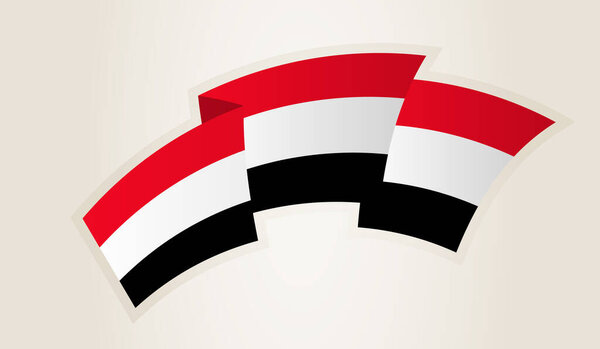 Йеменский флаг в форме абстрактной ленты, национальный символ Йемена.