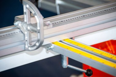 Close-up detail of a woodworking machine.