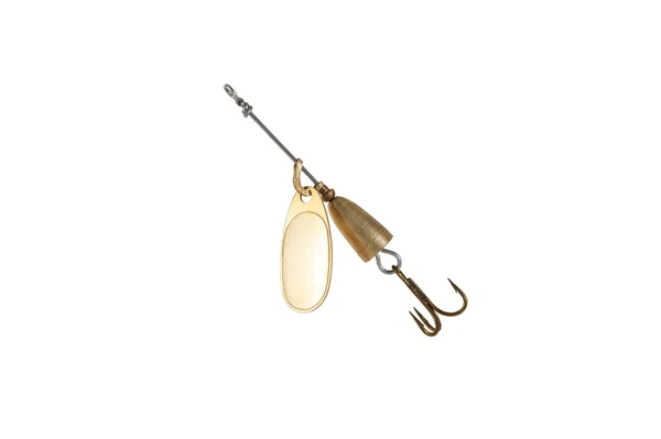 Fishing Spinner Spoon Lure Isolated White Background Tackles Catching Fishes — Stock Photo, Image