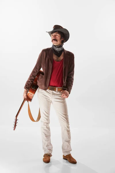 Portrait Homme Avec Des Moustaches Dans Des Vêtements Vinatge Style — Photo