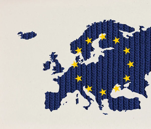 Conception Conceptuelle Créative Texture Tricotée Carte Union Européenne Sur Fond — Photo