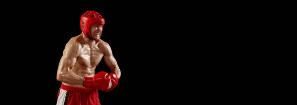 Mästare Studio Skott Manliga Kickboxare Mma Fighter Rörelse Och Åtgärder — Stockfoto