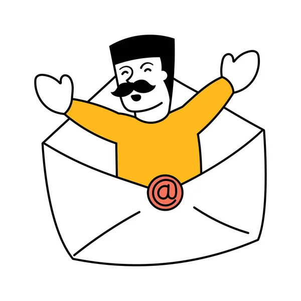 Vector Illustration Art Design Employee Businessman Appearing Mail Symbolizing Professional — Stock Vector