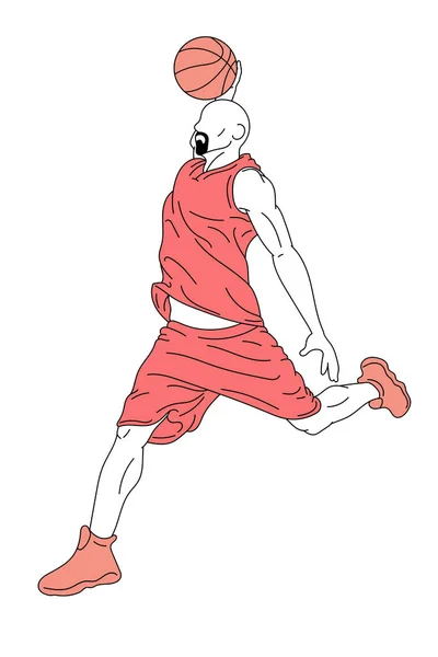 Εικονογράφηση Διάνυσμα Αρσενικό Μπάσκετ Παίζει Τρέξιμο Ρίχνοντας Μπάλα Κίνηση Πάνω — Διανυσματικό Αρχείο
