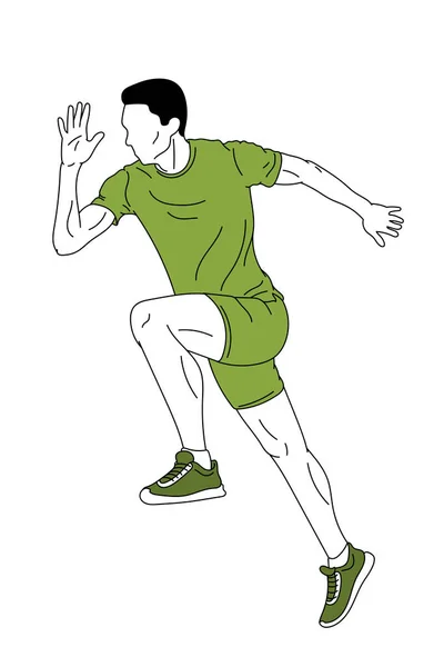 Atleta Sesso Maschile Allenamento Corridore Movimento Corsa Sfondo Bianco Illustrazione — Vettoriale Stock
