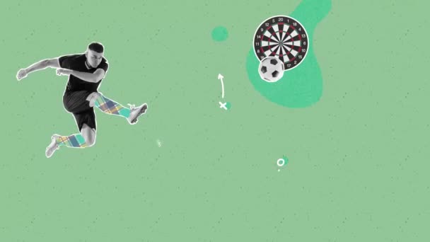 Ferma Movimento Animazione Giocatore Calcio Maschile Professionale Calci Palla Sul — Video Stock