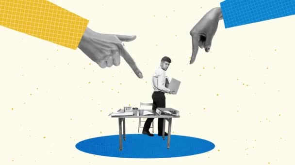 Stop Motion Animation Guiding Hands Showing Direction Young Man Office — Vídeo de stock