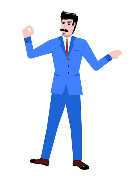 Businessman Blue Suit Standing Serious Look Isolated White Background Concept — Vector de stock