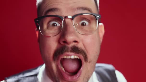 Wow Yes Emotional Businessman Employee Shouting Happiness Celebrating Successful Work — Stock videók