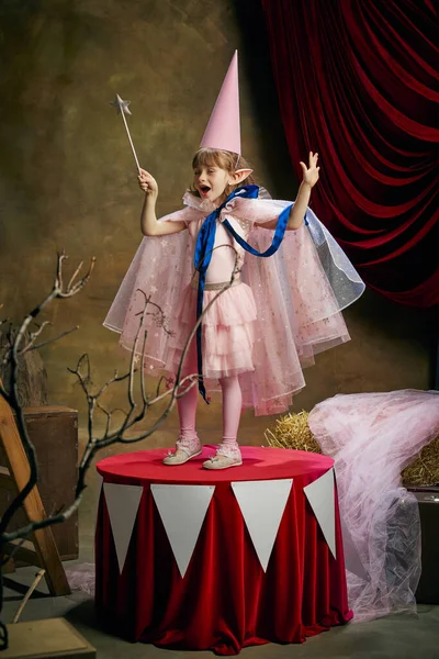 Little Performer Beautiful Cute Girl Child Image Magical Elf Posing — Stockfoto