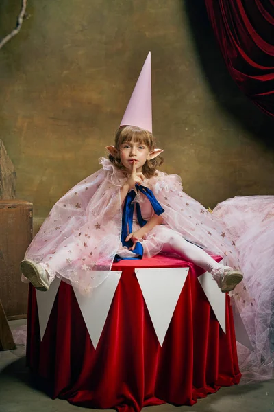Little Performer Beautiful Cute Girl Child Image Magical Elf Posing — Stockfoto