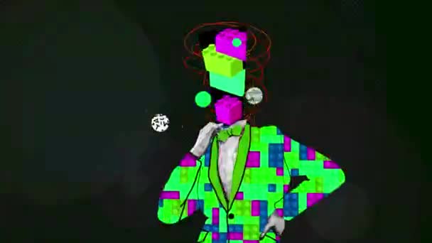 Stop Motion Animation Bright Inspired Comics Styled Multicolored Suit Modern — Stockvideo