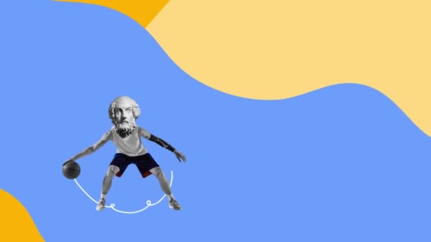 Stop Motion Animation Creative Modern Art Male Basketball Player Headed — Wideo stockowe