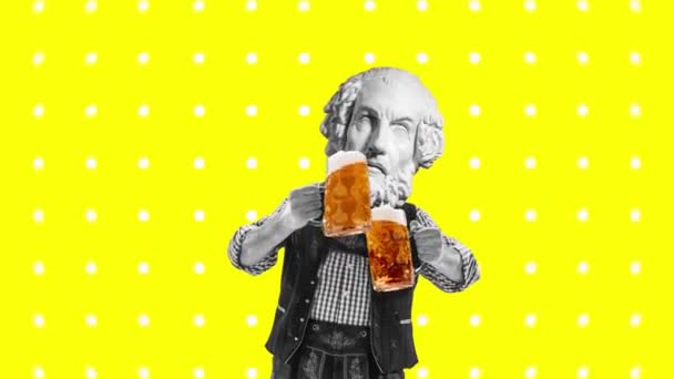 Stop Motion Animation Beer Holiday Party Vibe Modern Art Man — Vídeo de Stock
