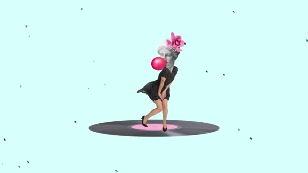 Stop Motion Animation Modern Contemporary Design Girl Wearing Retro Style — стоковое видео