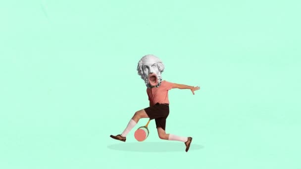 Stop Motion Animation Contemporary Art Design Active Man Antique Statue — Vídeo de Stock