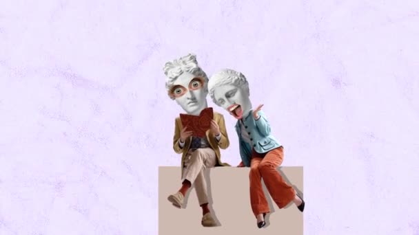 Stop Motion Animation Modern Contemporary Design Stylish Couple Headed Ancient — Wideo stockowe