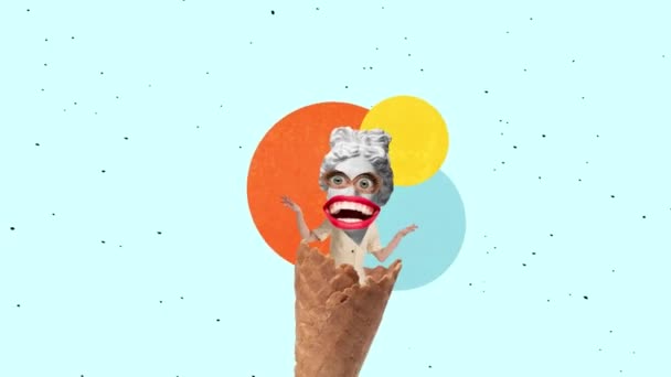 Hentikan Gerak Animasi Desain Seni Kontemporer Dengan Wanita Dengan Kepala — Stok Video