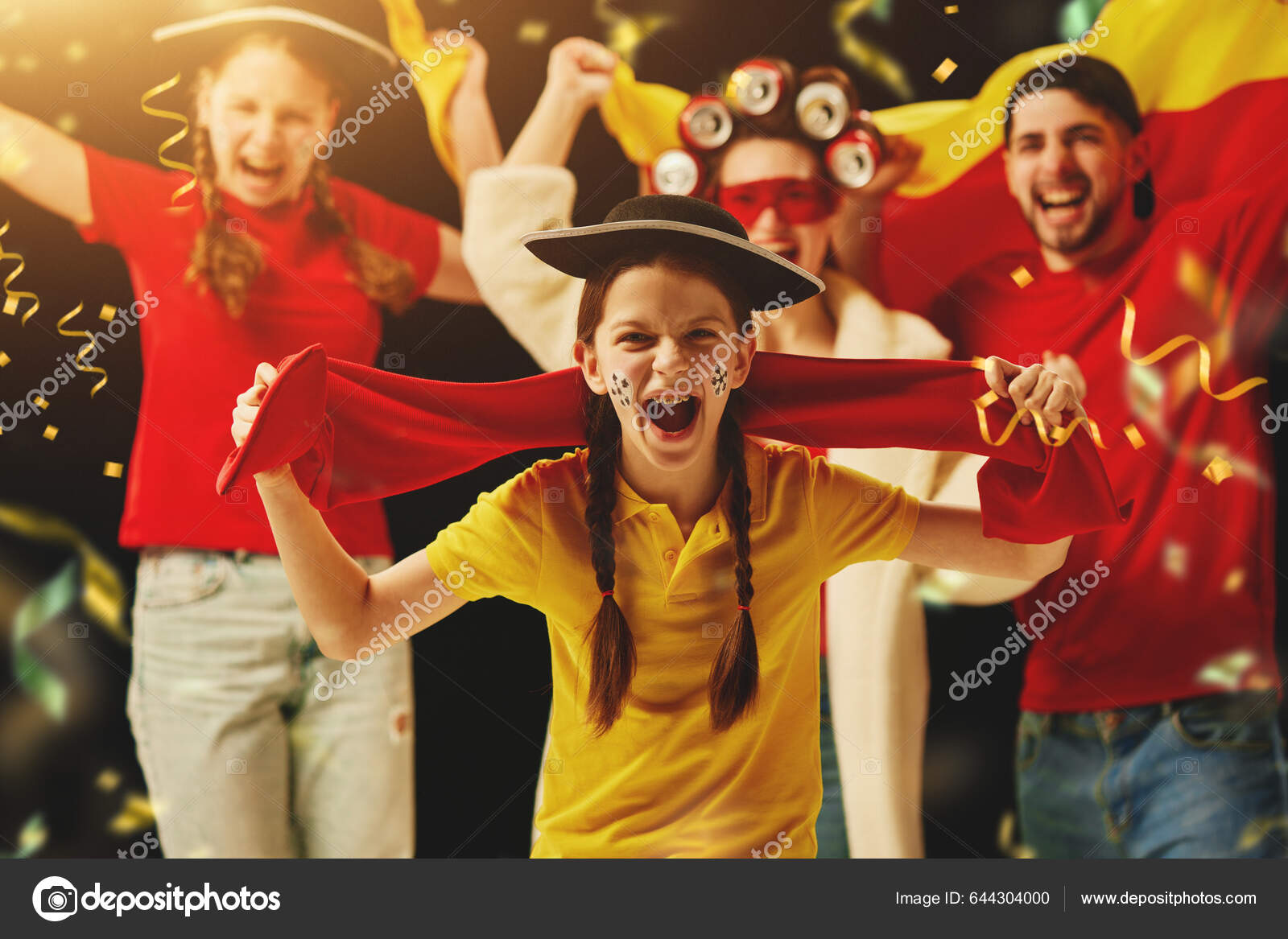 Group Emotional Young People Teens Cheering German Football Team ...