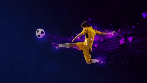 Zastavit Pohyb Oživit Tvůrčí Umělecká Tvorba Mužským Fotbalem Fotbalista Pohybu — Stock video