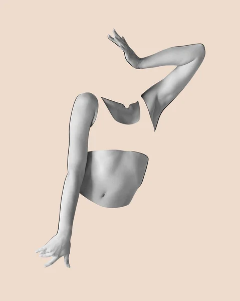 Körperkunst Ästhetik Silhouette Des Schlanken Weiblichen Körpers Isoliert Über Hellem — Stockfoto