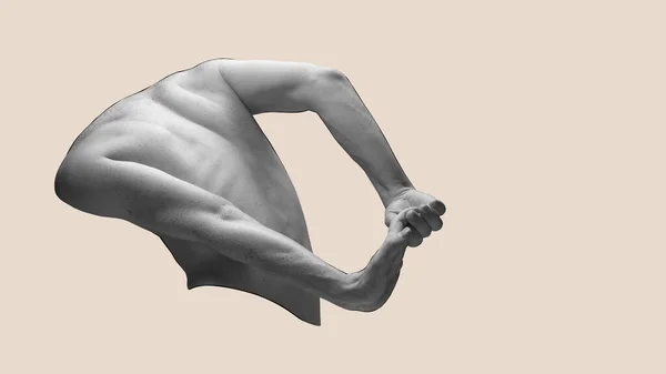 조각상처럼 아름다운 질감있는 신체는 분리되어 보디가드 여성적아름다움 포스터 현수막 — 스톡 사진
