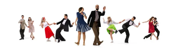 Kollázs Tánchobbi Emberek Csoportja Táncosok Akik Különböző Táncokat Játszanak Elszigetelve — Stock Fotó