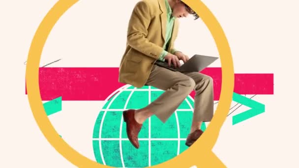 Jeune Homme Employé Travaillant Sur Ordinateur Portable Développeur Web Département — Video