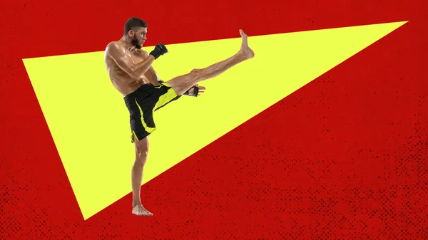Lutador Mma Homem Forte Musculoso Lutador Boxers Profissional Treinar Artes — Fotografia de Stock