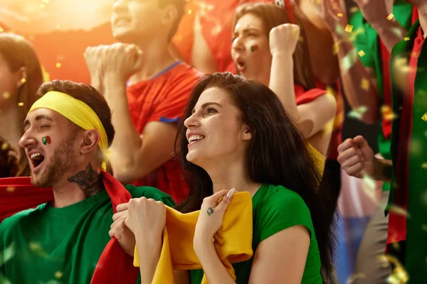 Portugal Voetbal Voetbal Fans Juichen Hun Team Het Stadion Spannende — Stockfoto