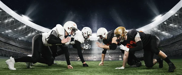 Start Competition Professional American Football Players Men Uniform Standing Position — Stock Photo, Image