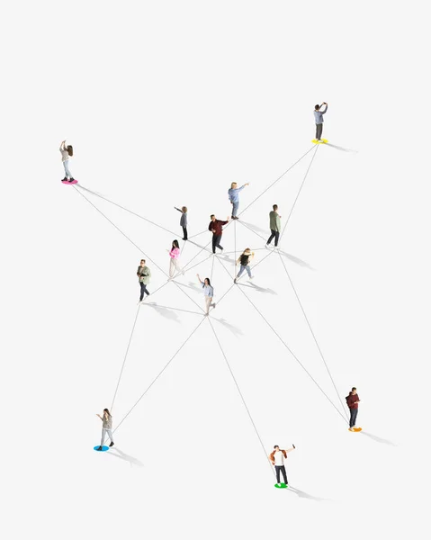 All World Communication Aerial View Crowd Different People Connected Social — Stock Photo, Image