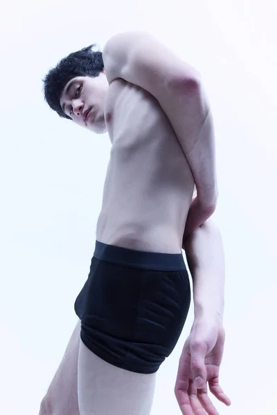 Attraktion Manlig Skönhet Stilig Ung Man Med Smal Passform Kropp — Stockfoto