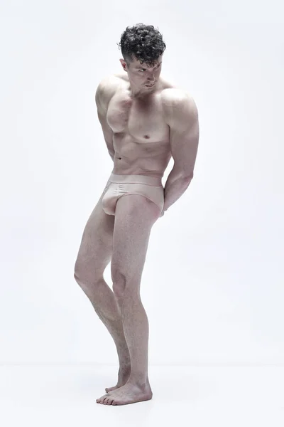 Retrato Completo Homem Maduro Com Atraente Forte Corpo Muscular Posando — Fotografia de Stock