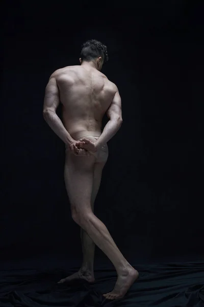 Plný Portrét Pohledného Svalnatého Muže Bez Košile Pózujícího Spodním Prádle — Stock fotografie