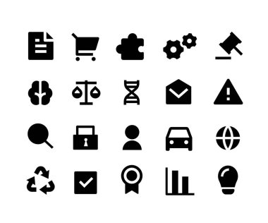 Sosyal pazarlama, işletme, lojistik, bilim, alışveriş arabası, dokümanlar, ayarlar, gereçler, geri dönüşüm, fikirler, fikirler, grafikler, yenilik, web, insan kaynakları, bilişim ve iletişim için farklı simgeler