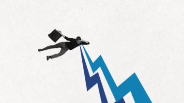 Hareket etmeyi, animasyonu durdurun. Yenilikçi fikirler. Genç hırslı bir adam, şirket büyümesi için olağanüstü fikirler üreten bir çalışan. Yeni vizyon. İş kavramı, kariyer gelişimi, yaratıcı düşünce