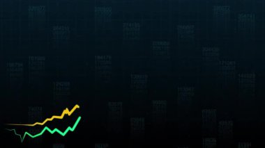 Rekabet. Artan sayılar üzerinde koyu arkaplan üzerinde büyüyen diyagram. Finansal tablo, analitik ve grafikler. İş kavramı, finans, analitik, teknoloji, istatistik, borsa