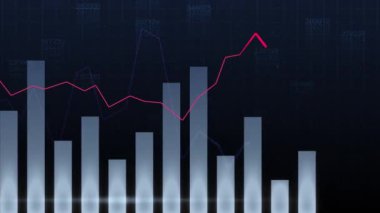 Finansal analizlerin aktif grafiğini gösteren dijital bilgisayar görüntüsü. Kârı arttırıyorum. Diyagram. İş kavramı, küresel finans, analitik, teknoloji, istatistik, ticaret,