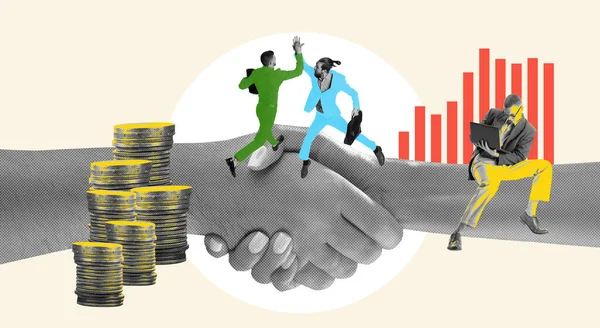 Succesvol Partnerschap Werknemers Zakenman Die Werken Aan Financiële Analyses Geld — Stockfoto