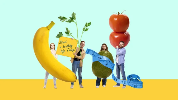 Sağlıklı Yaşam Tarzını Organik Doğal Gıdalarla Takip Eden Genç Insanlar — Stok fotoğraf