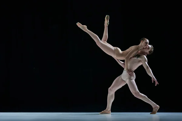 Graceful Performance Talented Artistic Young Woman Man Ballet Dancers Dancing — Stock Photo, Image