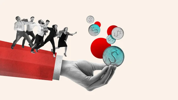 Werknemers Kantoorpersoneel Weg Naar Financiële Groei Prestatie Hedendaagse Kunst Collage — Stockfoto